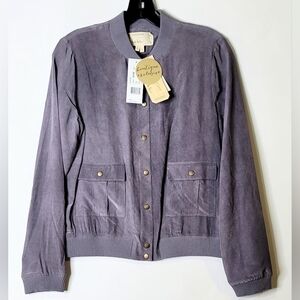 Nicole Miller Artelier Silk Bomber  Cargo Jacket